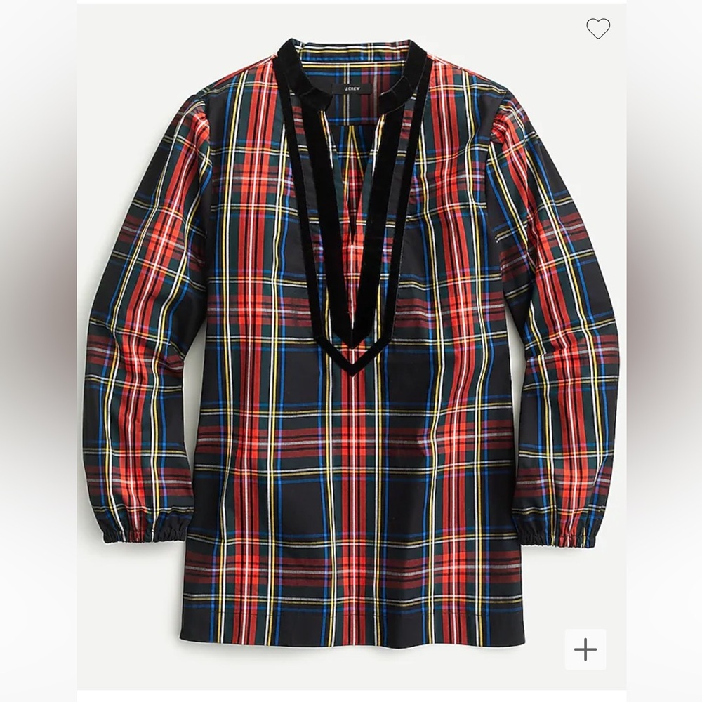 J. Crew Velvet Trimmed Stewart Tartan Tunic ❤️